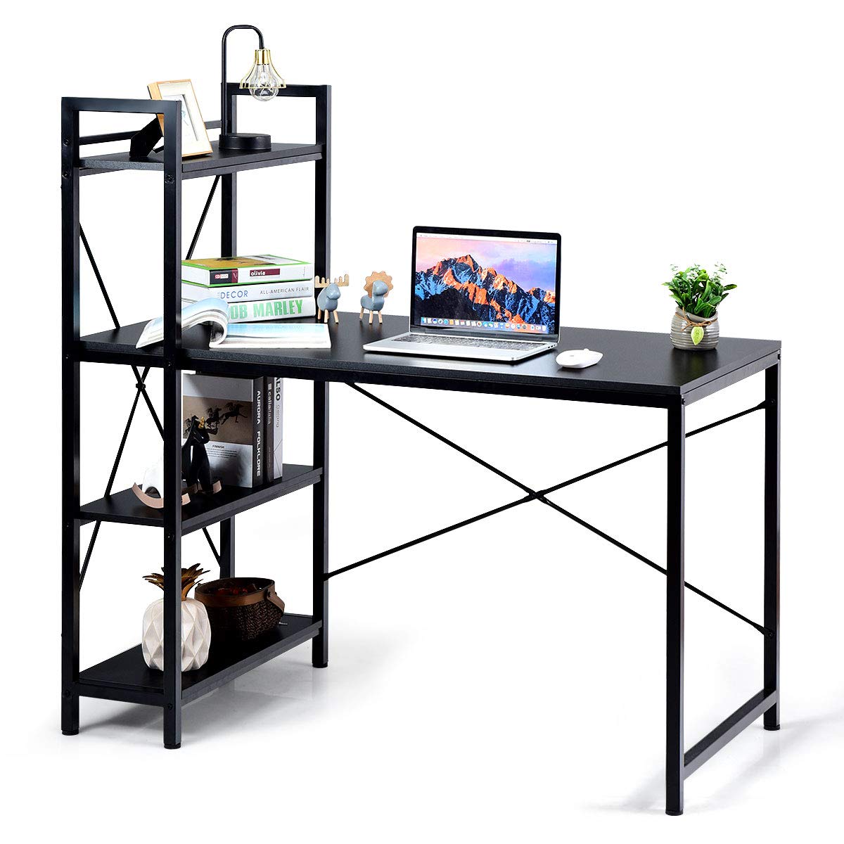 Bureau d'ordinateur Tangkula avec étagères de rangement